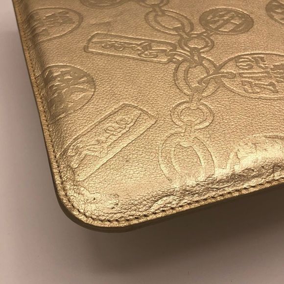 Henri Bendel Metallic Gold Embossed IPad/Tablet Case Sleeve Travel for Tech - Picture 7 of 9